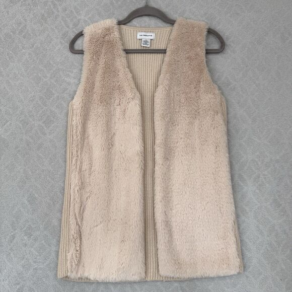 Liz Claiborne Jackets & Blazers - Y2K Liz Claiborne Faux Fur Sweater Vest Small Cream Mobwife Grunge Penny Lane